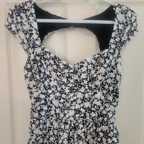 Dynamite Peplum Black and White Summer Top with back cutout - Picture 3 of 6